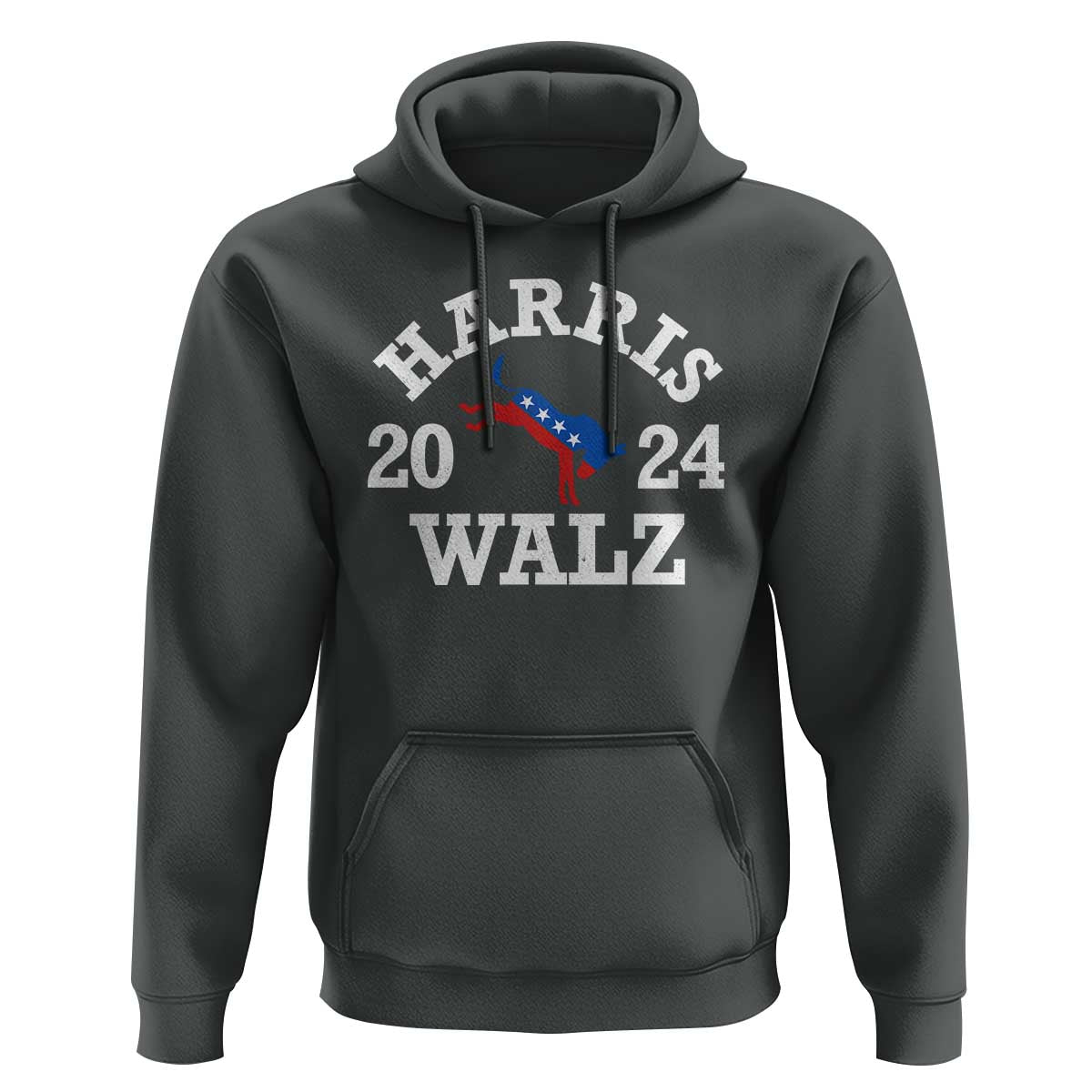 Harris Walz 2024 Hoodie Vintage Patriotic Donkey USA Flag - Wonder Print Shop