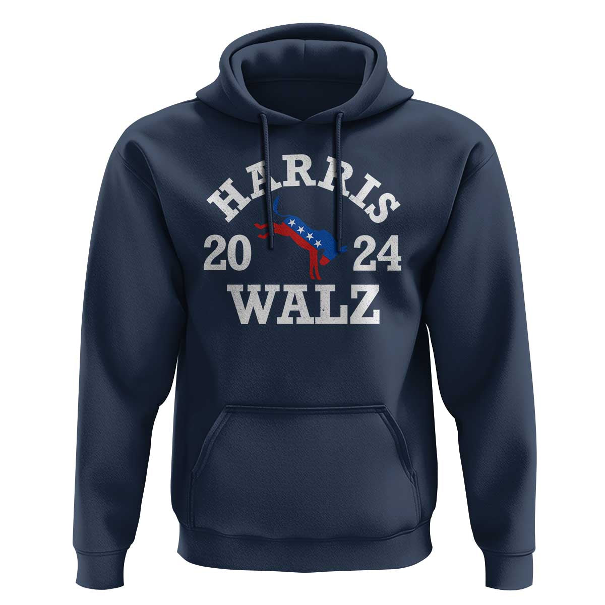 Harris Walz 2024 Hoodie Vintage Patriotic Donkey USA Flag - Wonder Print Shop