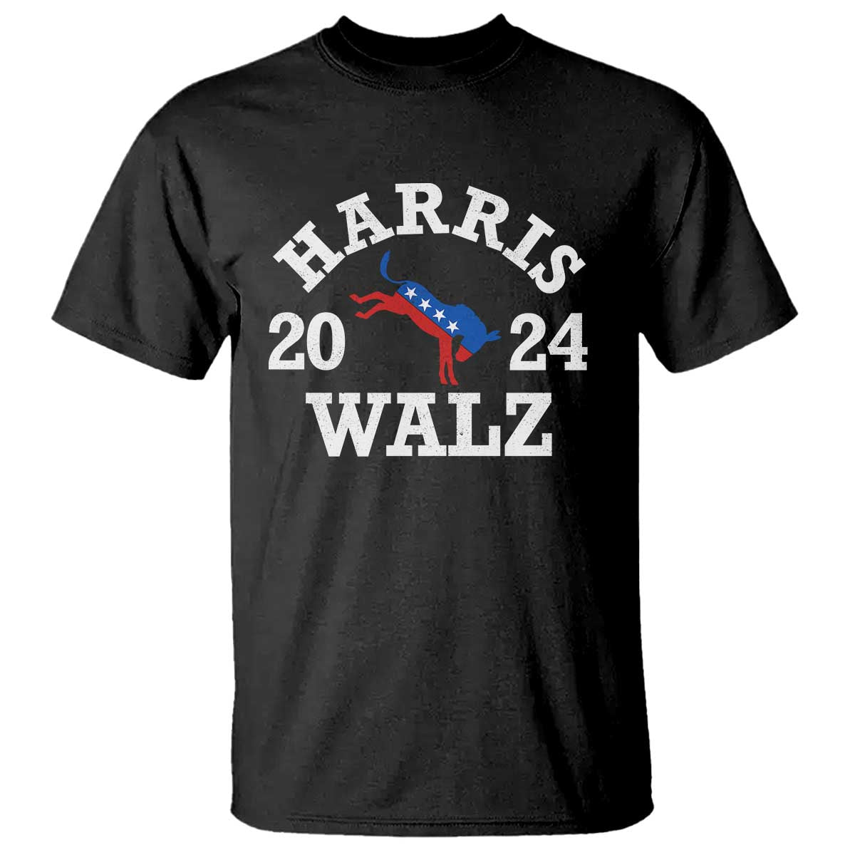 Harris Walz 2024 T Shirt Vintage Patriotic Donkey USA Flag - Wonder Print Shop