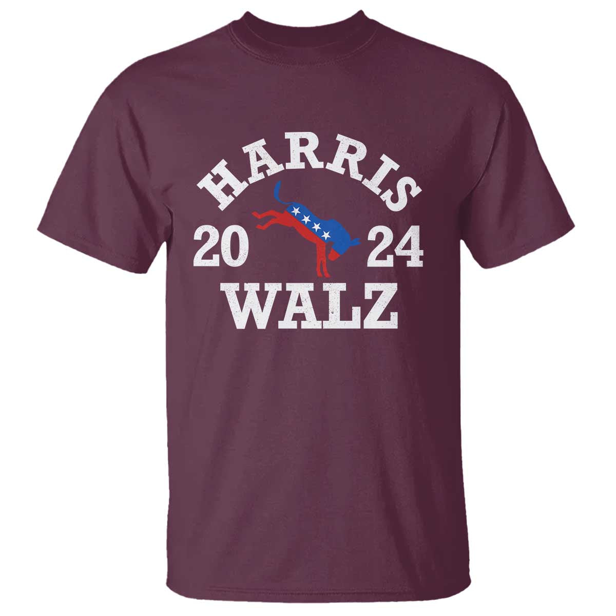 Harris Walz 2024 T Shirt Vintage Patriotic Donkey USA Flag - Wonder Print Shop