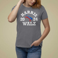 Harris Walz 2024 T Shirt For Women Vintage Patriotic Donkey USA Flag - Wonder Print Shop