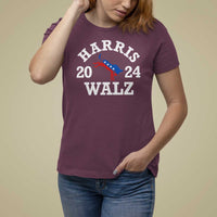 Harris Walz 2024 T Shirt For Women Vintage Patriotic Donkey USA Flag - Wonder Print Shop