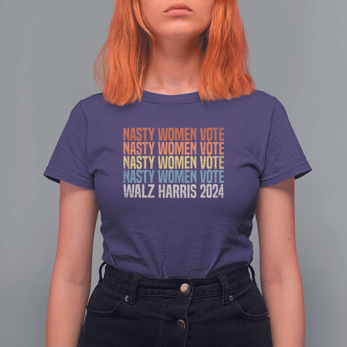 Nasty Women Vote Harris Walz 2024 T Shirt For Women Retro President Election Feminist Voting - Wonder Print Shop