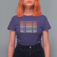 Nasty Women Vote Harris Walz 2024 T Shirt For Women Retro President Election Feminist Voting - Wonder Print Shop