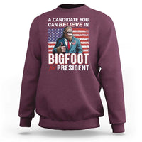 Funny Bigfoot For President Sweatshirt A Candidate You Can Believe In 2024 Sasquatch USA Flag - Wonder Print Shop