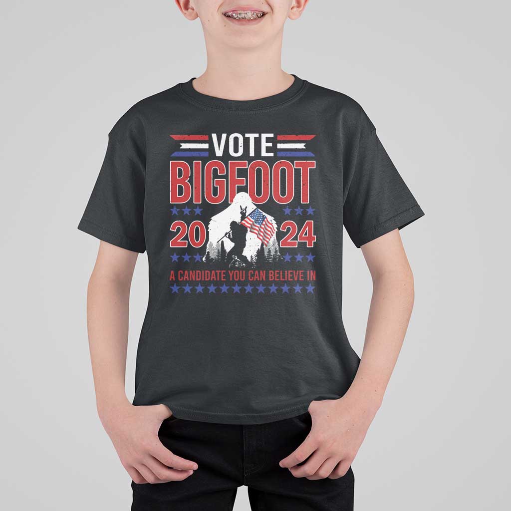 Funny Presidential Election Bigfoot T Shirt For Kid Vote Bigfoot A Candidate You Can Believe In 2024 - Wonder Print Shop
