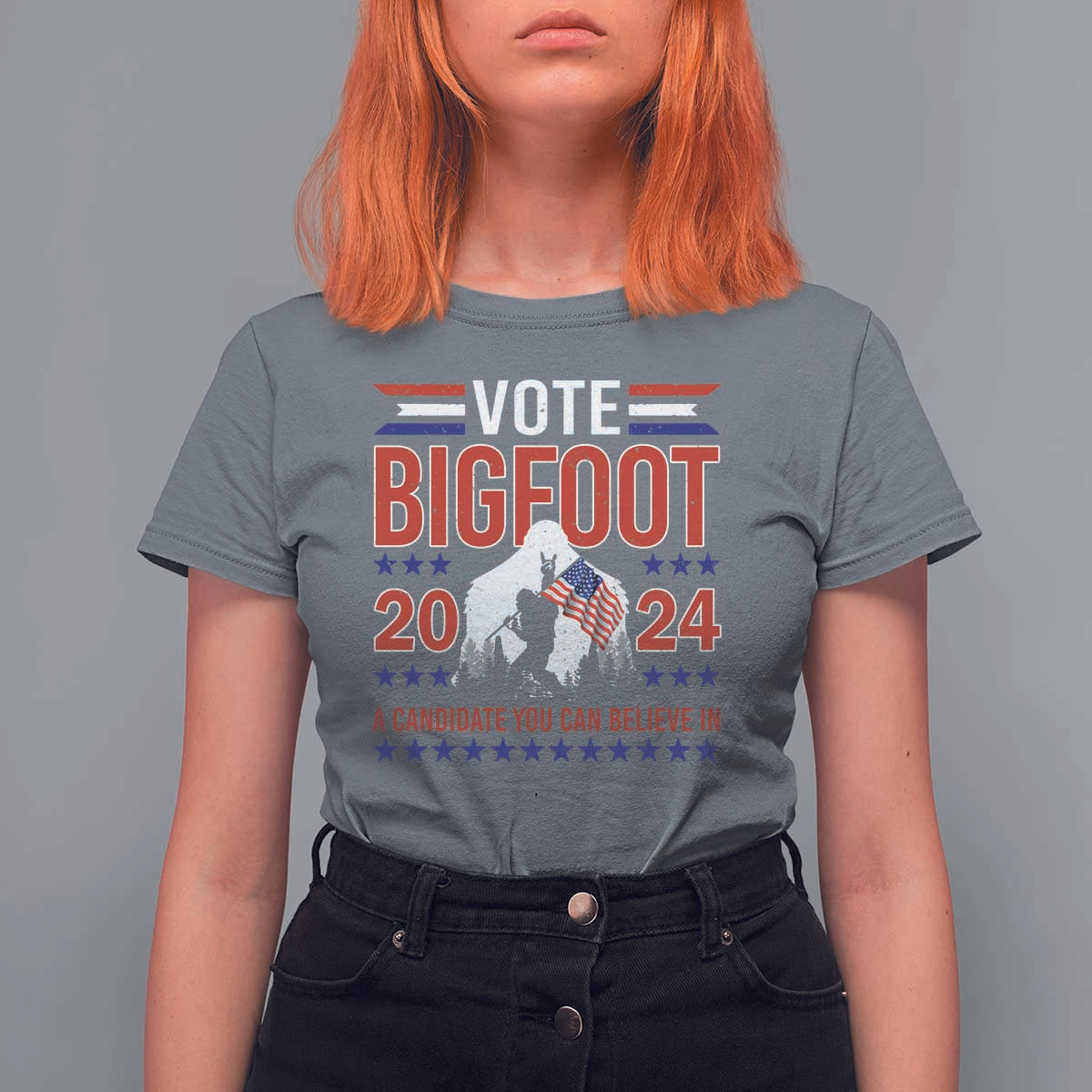 Funny Presidential Election Bigfoot T Shirt For Women Vote Bigfoot A Candidate You Can Believe In 2024 - Wonder Print Shop
