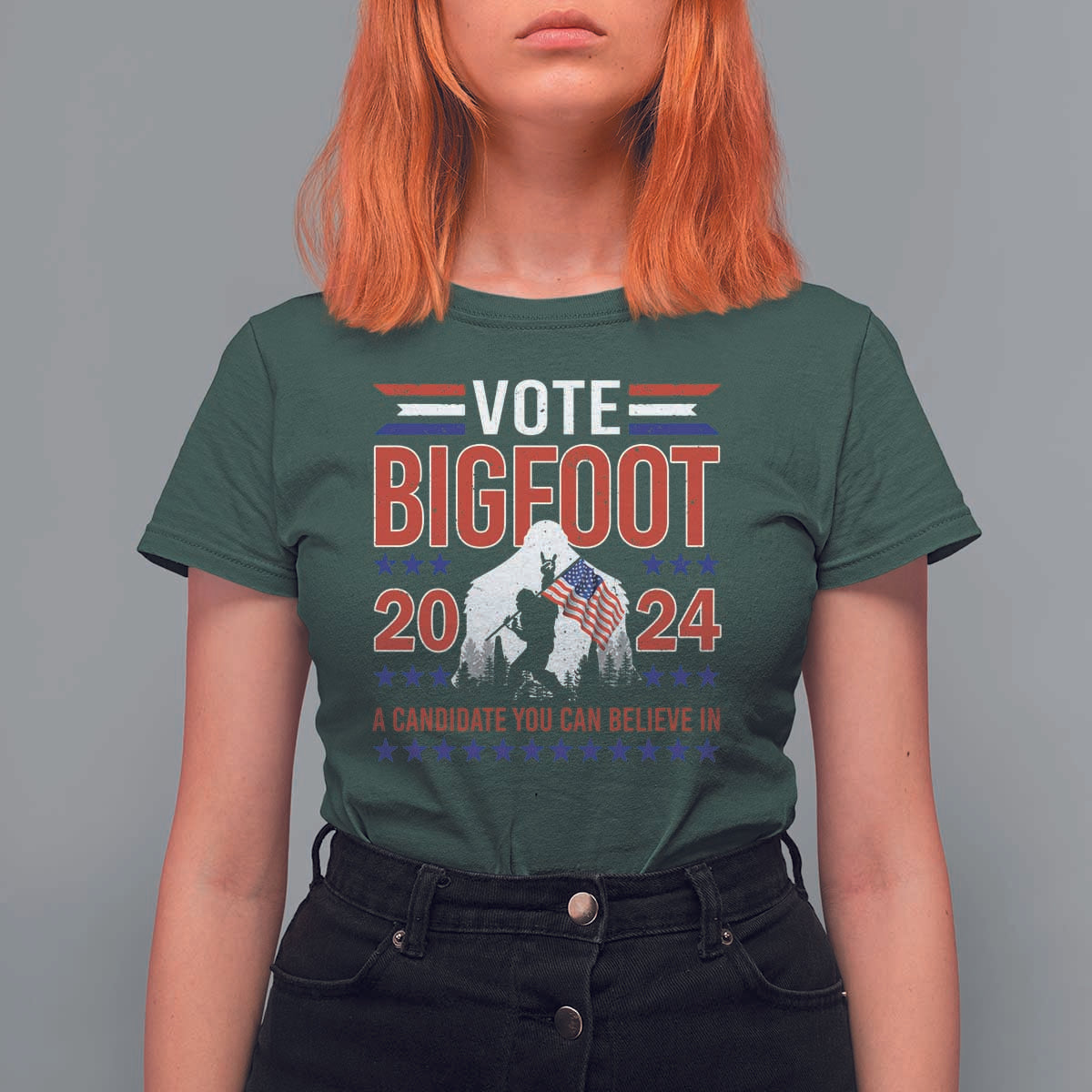 Funny Presidential Election Bigfoot T Shirt For Women Vote Bigfoot A Candidate You Can Believe In 2024 - Wonder Print Shop