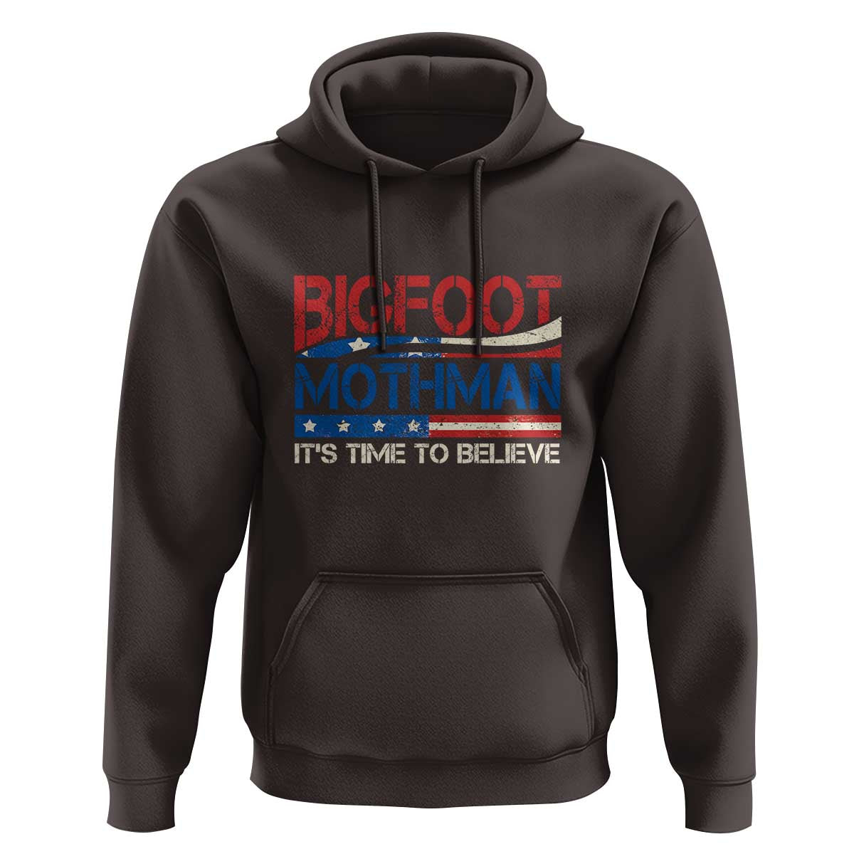Funny Bigfoot Mothman Hoodie It's Time To Believe American Flag President Election - Wonder Print Shop
