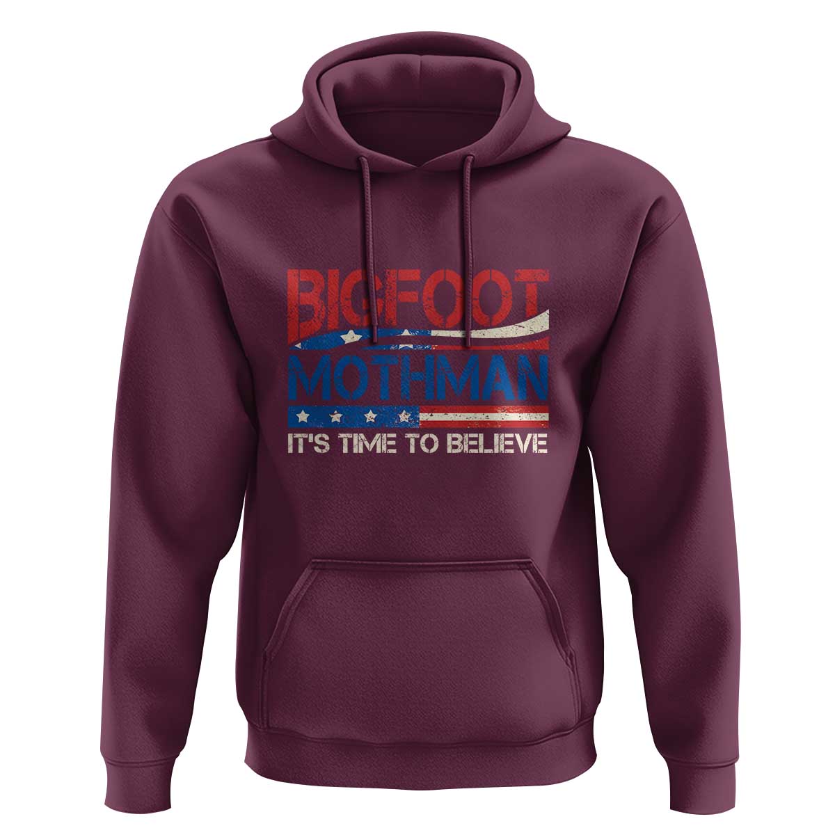 Funny Bigfoot Mothman Hoodie It's Time To Believe American Flag President Election - Wonder Print Shop
