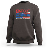 Funny Bigfoot Mothman Sweatshirt It's Time To Believe American Flag President Election - Wonder Print Shop