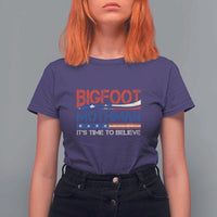 Funny Bigfoot Mothman T Shirt For Women It's Time To Believe American Flag President Election - Wonder Print Shop