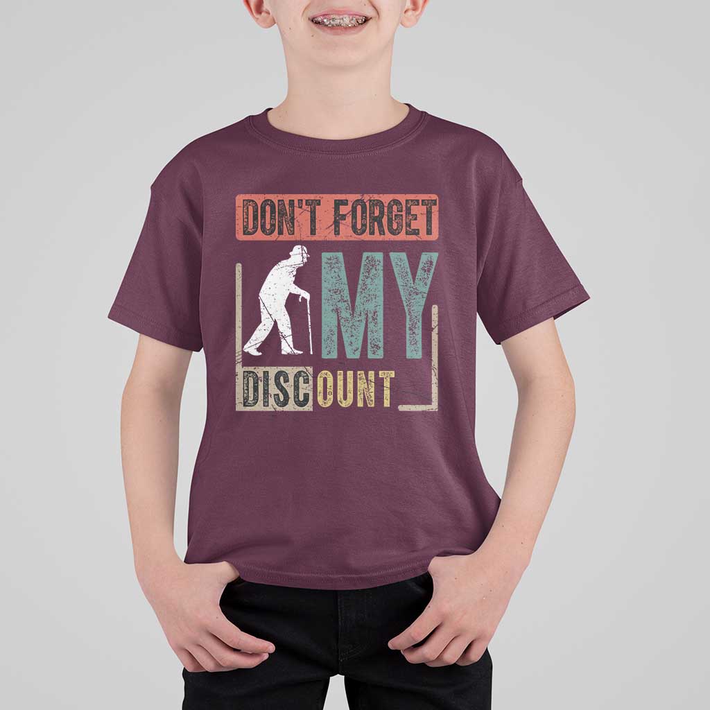 Funny Dont Forget My Discount T Shirt For Kid Old People Gag Retro Sunset - Wonder Print Shop