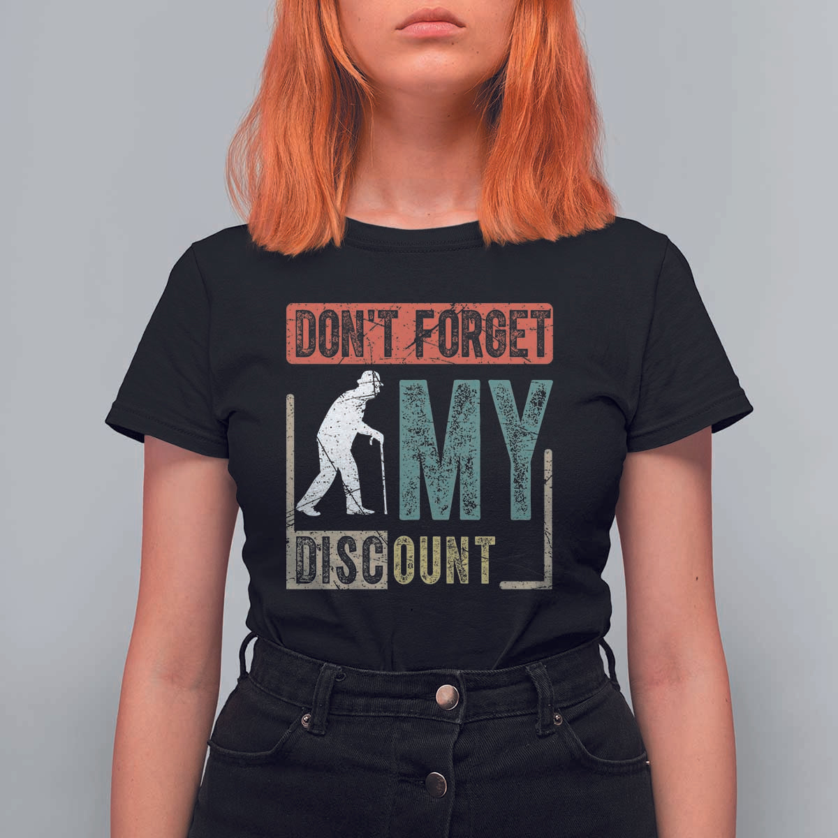 Funny Dont Forget My Discount T Shirt For Women Old People Gag Retro Sunset - Wonder Print Shop