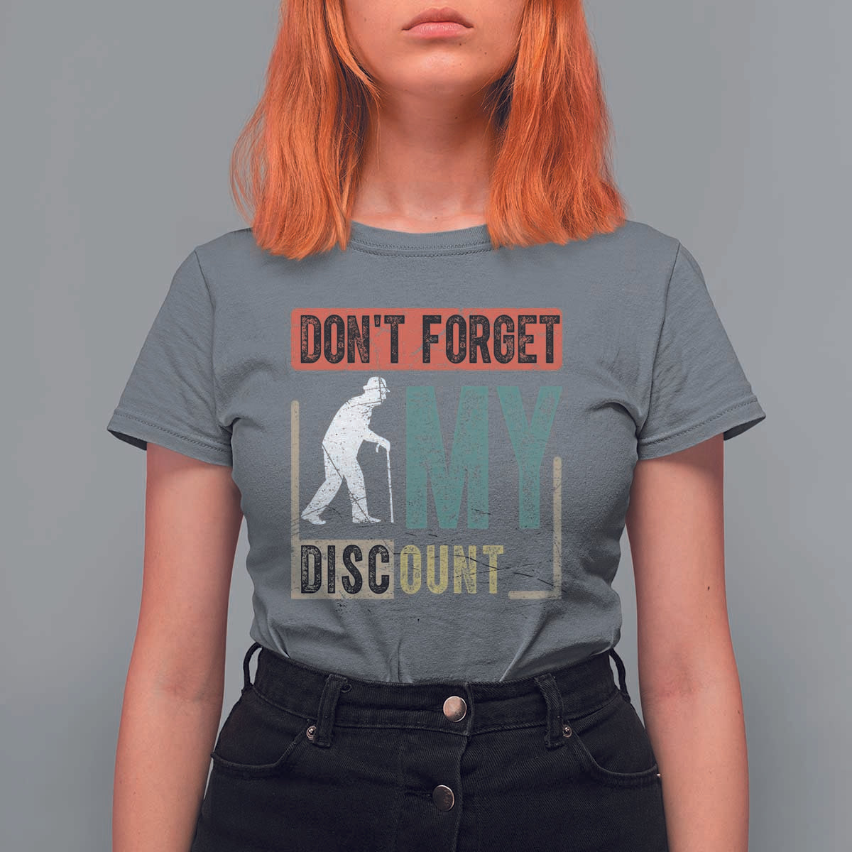 Funny Dont Forget My Discount T Shirt For Women Old People Gag Retro Sunset - Wonder Print Shop