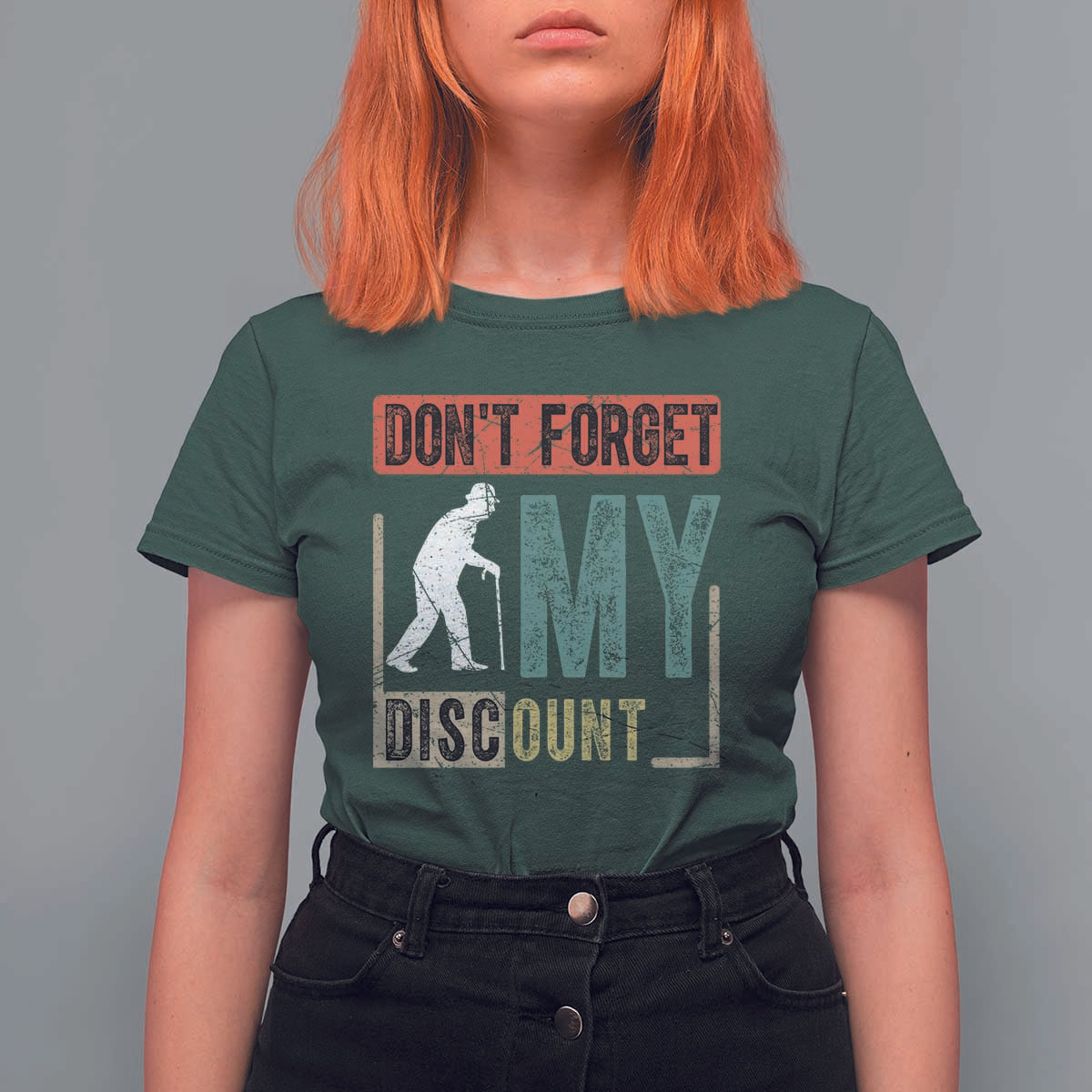 Funny Dont Forget My Discount T Shirt For Women Old People Gag Retro Sunset - Wonder Print Shop