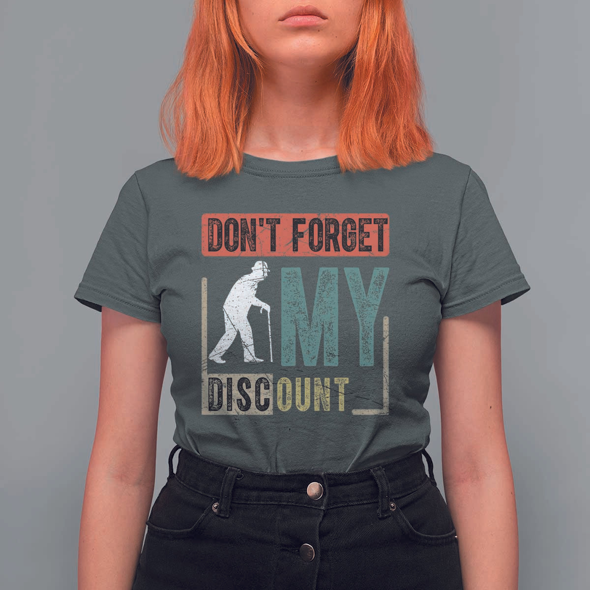 Funny Dont Forget My Discount T Shirt For Women Old People Gag Retro Sunset - Wonder Print Shop