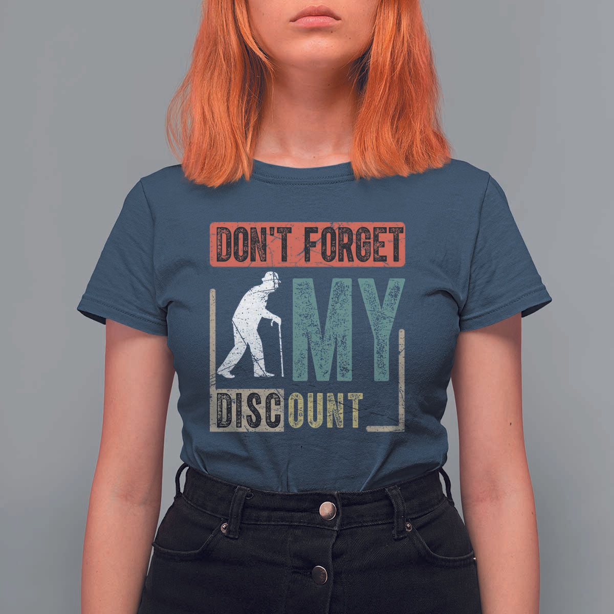 Funny Dont Forget My Discount T Shirt For Women Old People Gag Retro Sunset - Wonder Print Shop