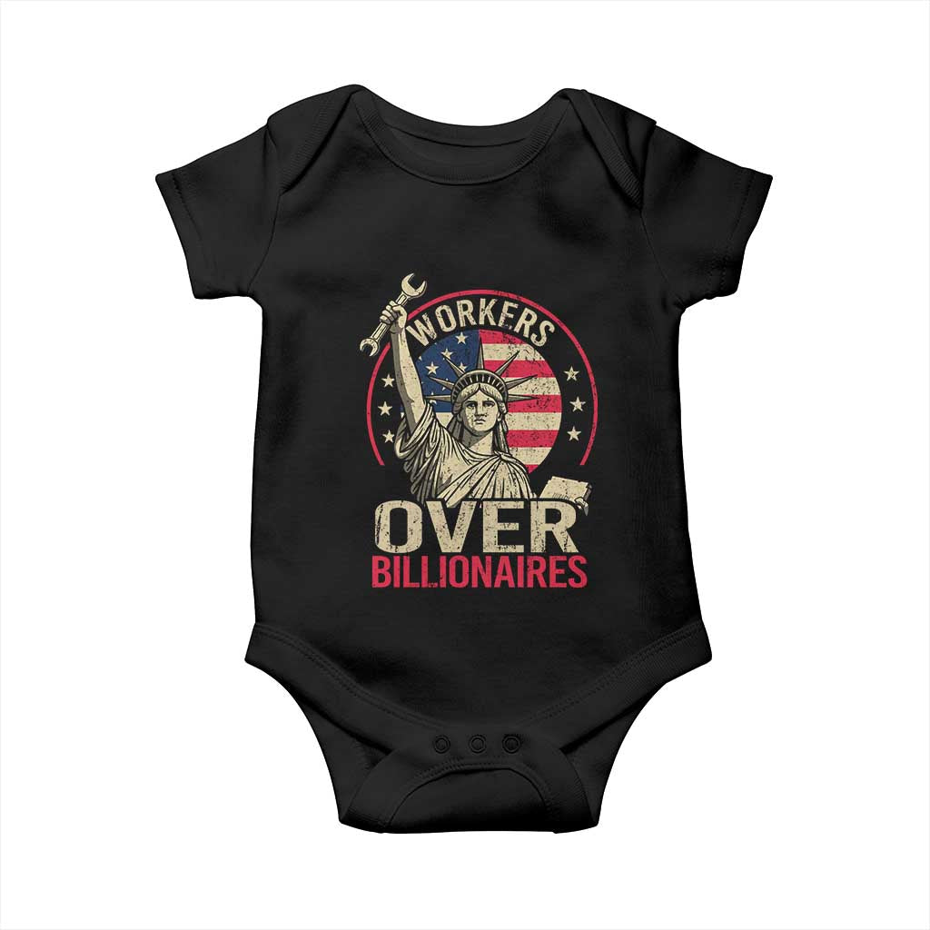 Workers Over Billionaires Baby Onesie Social Justice Statue Of Liberty - Wonder Print Shop
