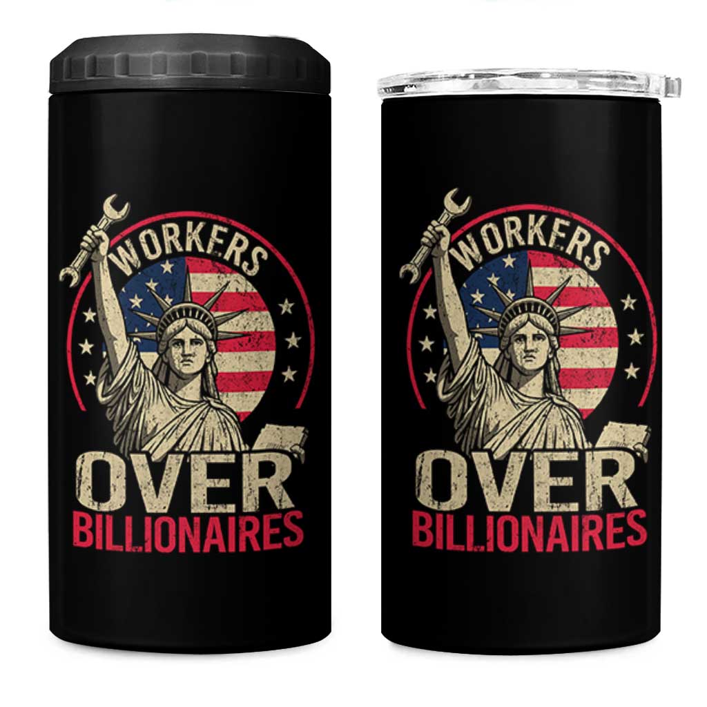 Workers Over Billionaires 4 in 1 Can Cooler Tumbler Social Justice Statue Of Liberty - Wonder Print Shop