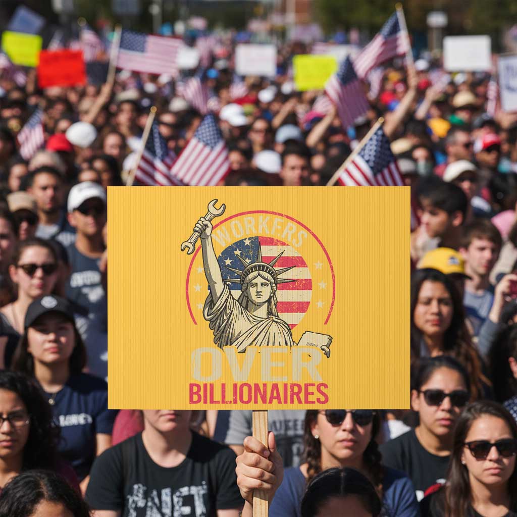 Workers Over Billionaires Protest Sign Social Justice Statue Of Liberty - Wonder Print Shop