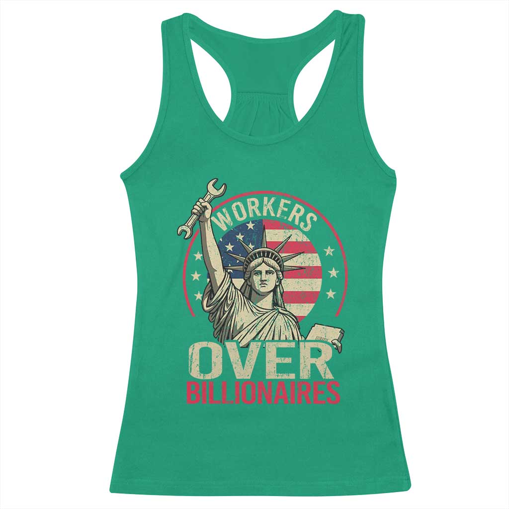 Workers Over Billionaires Racerback Tank Top Social Justice Statue Of Liberty - Wonder Print Shop