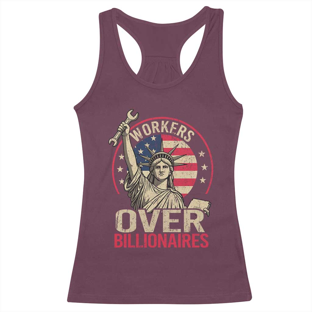 Workers Over Billionaires Racerback Tank Top Social Justice Statue Of Liberty - Wonder Print Shop