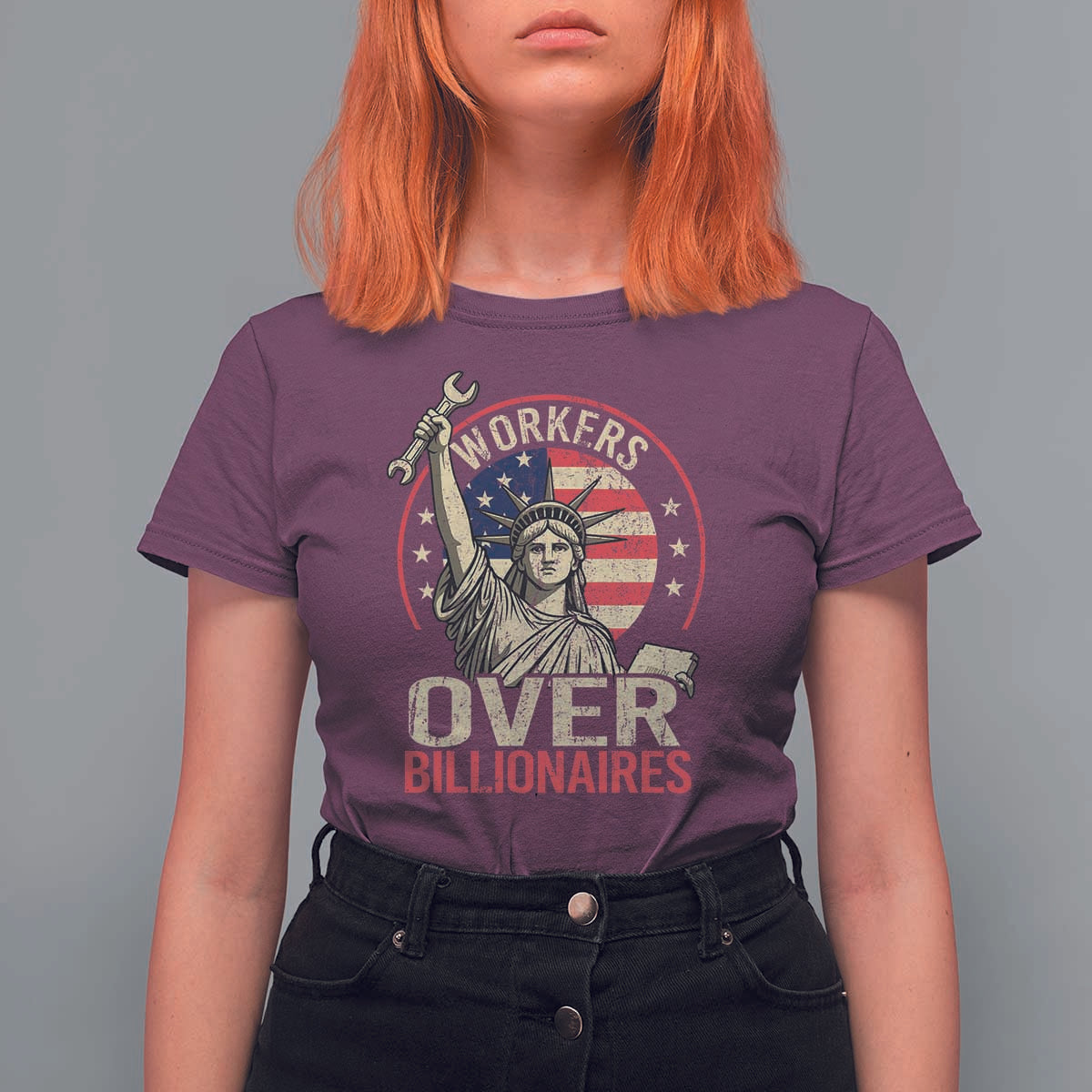Workers Over Billionaires T Shirt For Women Social Justice Statue Of Liberty - Wonder Print Shop