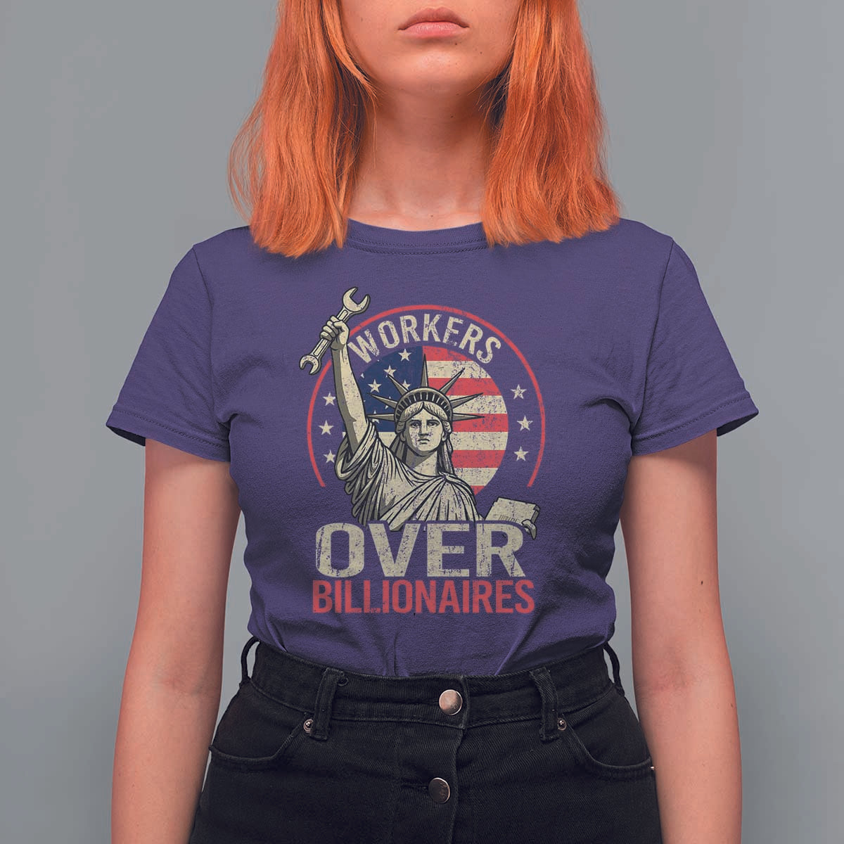 Workers Over Billionaires T Shirt For Women Social Justice Statue Of Liberty - Wonder Print Shop