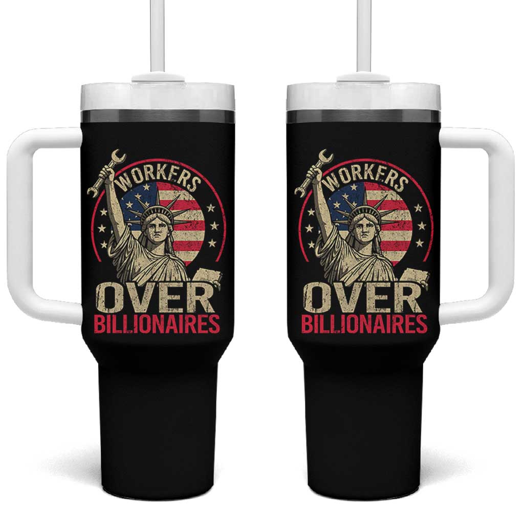 Workers Over Billionaires Tumbler With Handle Social Justice Statue Of Liberty - Wonder Print Shop