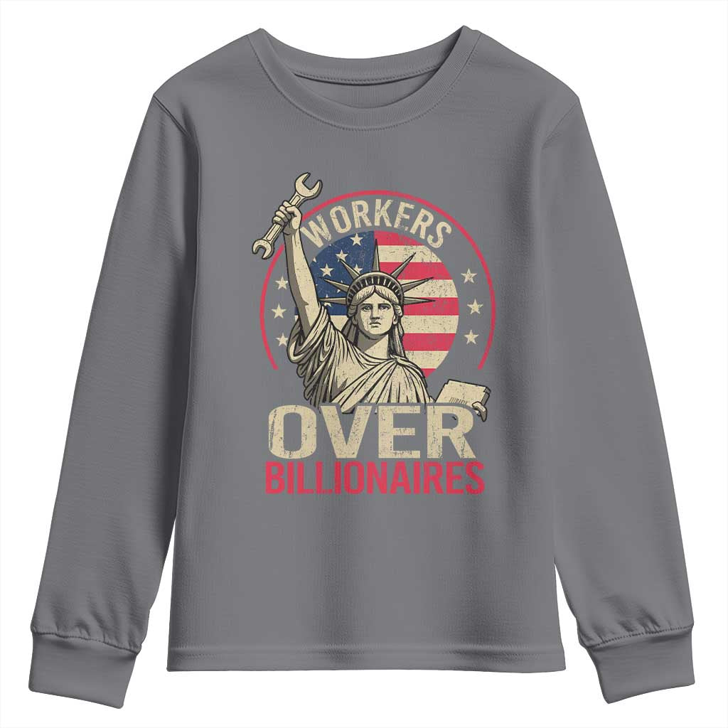 Workers Over Billionaires Youth Sweatshirt Social Justice Statue Of Liberty - Wonder Print Shop