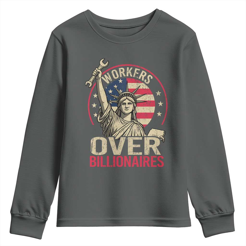 Workers Over Billionaires Youth Sweatshirt Social Justice Statue Of Liberty - Wonder Print Shop