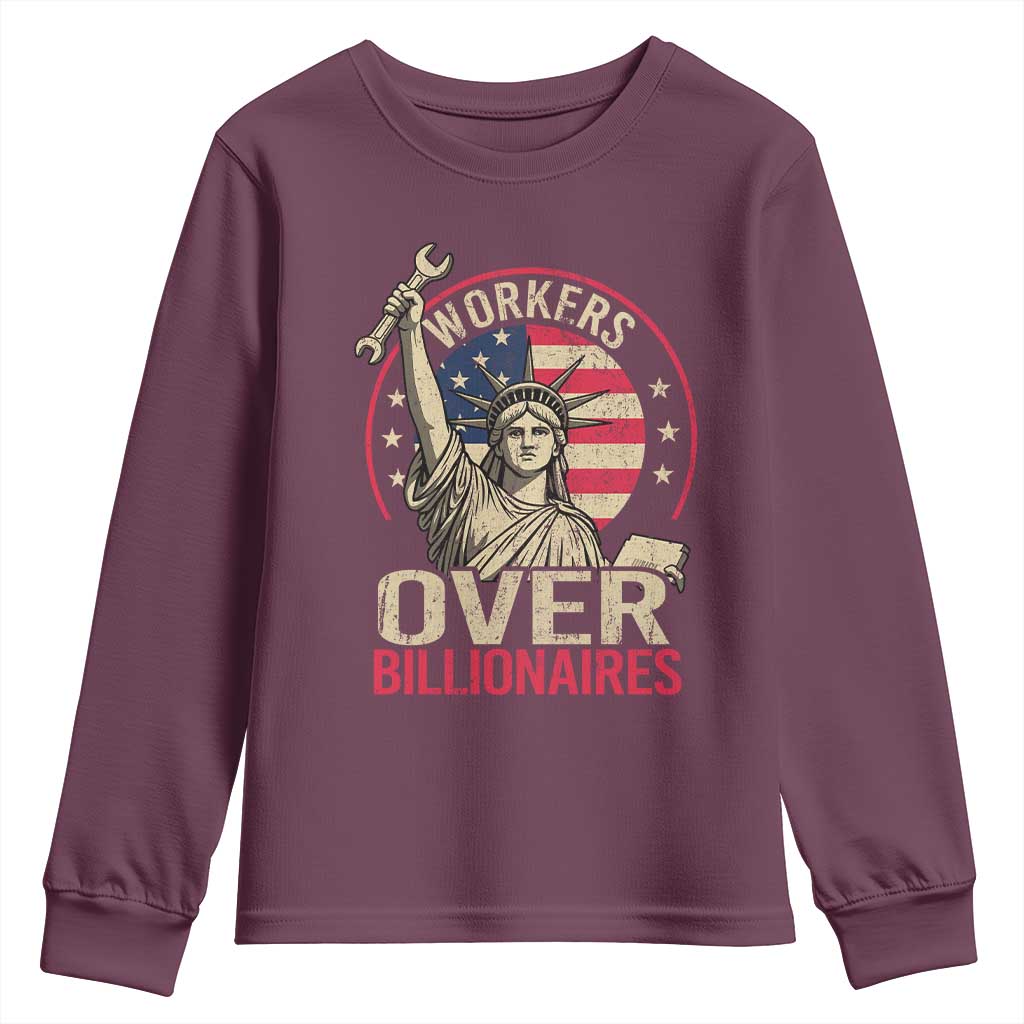 Workers Over Billionaires Youth Sweatshirt Social Justice Statue Of Liberty - Wonder Print Shop