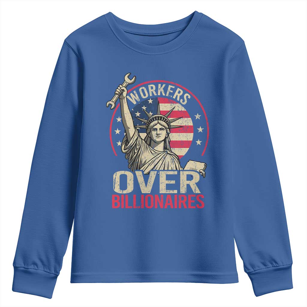 Workers Over Billionaires Youth Sweatshirt Social Justice Statue Of Liberty - Wonder Print Shop