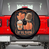 Tis The Season Fall Thanksgiving Spare Tire Cover Retro Coquette Bow American Football Pumpkin - Wonder Print Shop