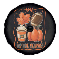 Tis The Season Fall Thanksgiving Spare Tire Cover Retro Coquette Bow American Football Pumpkin - Wonder Print Shop