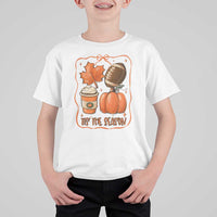Tis The Season Fall Thanksgiving T Shirt For Kid Retro Coquette Bow American Football Pumpkin - Wonder Print Shop