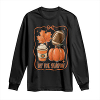 Tis The Season Fall Thanksgiving Long Sleeve Shirt Retro Coquette Bow American Football Pumpkin - Wonder Print Shop