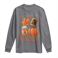 Tis The Season Fall Thanksgiving Long Sleeve Shirt Retro Coquette Bow American Football Pumpkin - Wonder Print Shop