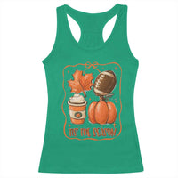 Tis The Season Fall Thanksgiving Racerback Tank Top Retro Coquette Bow American Football Pumpkin - Wonder Print Shop