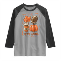 Tis The Season Fall Thanksgiving Raglan Shirt Retro Coquette Bow American Football Pumpkin - Wonder Print Shop