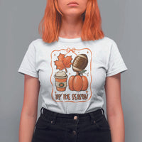 Tis The Season Fall Thanksgiving T Shirt For Women Retro Coquette Bow American Football Pumpkin - Wonder Print Shop
