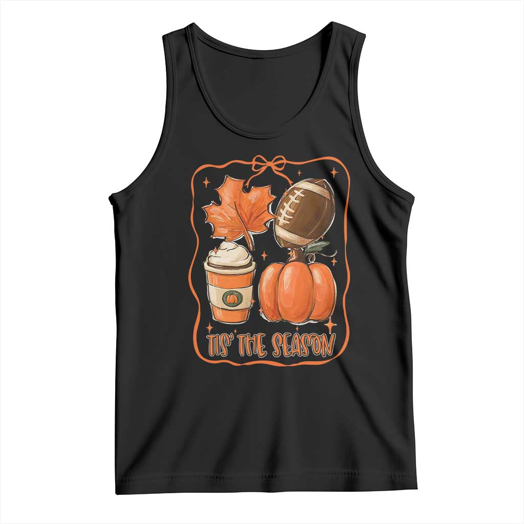Tis The Season Fall Thanksgiving Tank Top Retro Coquette Bow American Football Pumpkin - Wonder Print Shop