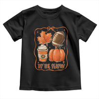 Tis The Season Fall Thanksgiving Toddler T Shirt Retro Coquette Bow American Football Pumpkin - Wonder Print Shop