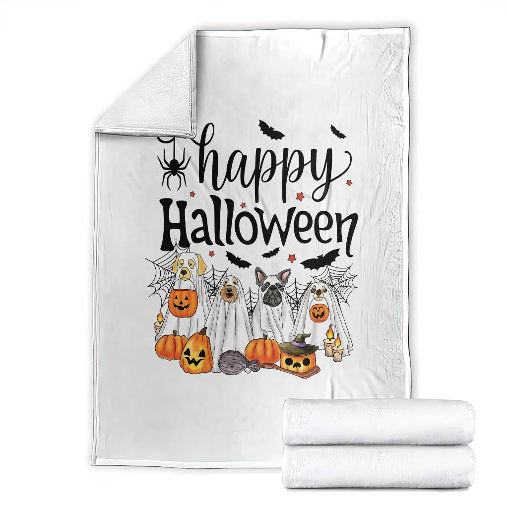 Happy Halloween Dog Ghost Spooky Season Throw Blanket - Wonder Print Shop