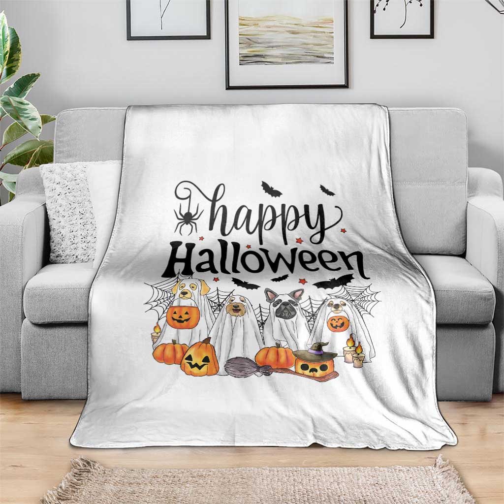 Happy Halloween Dog Ghost Spooky Season Throw Blanket - Wonder Print Shop