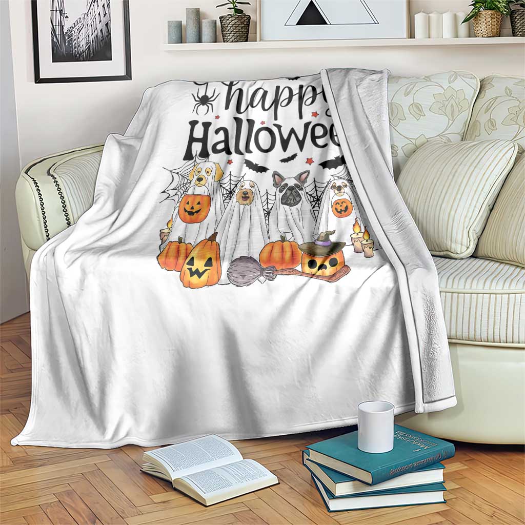 Happy Halloween Dog Ghost Spooky Season Throw Blanket - Wonder Print Shop