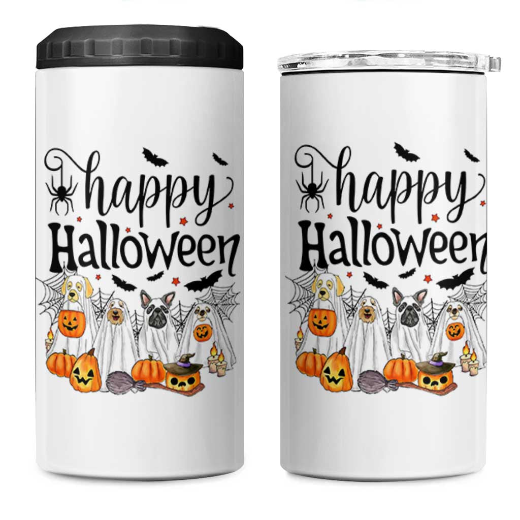 Happy Halloween Dog Ghost Spooky Season 4 in 1 Can Cooler Tumbler - Wonder Print Shop