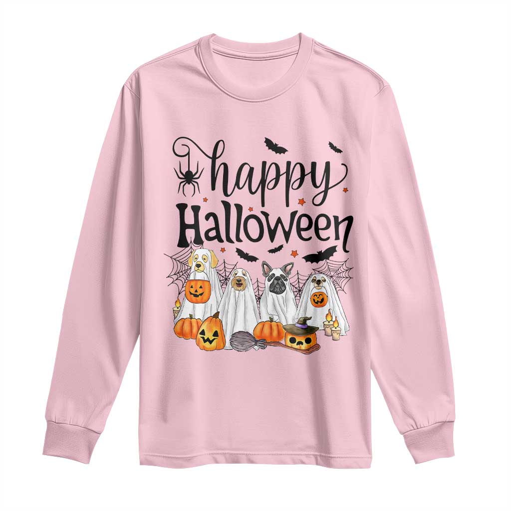 Happy Halloween Dog Ghost Spooky Season Long Sleeve Shirt - Wonder Print Shop