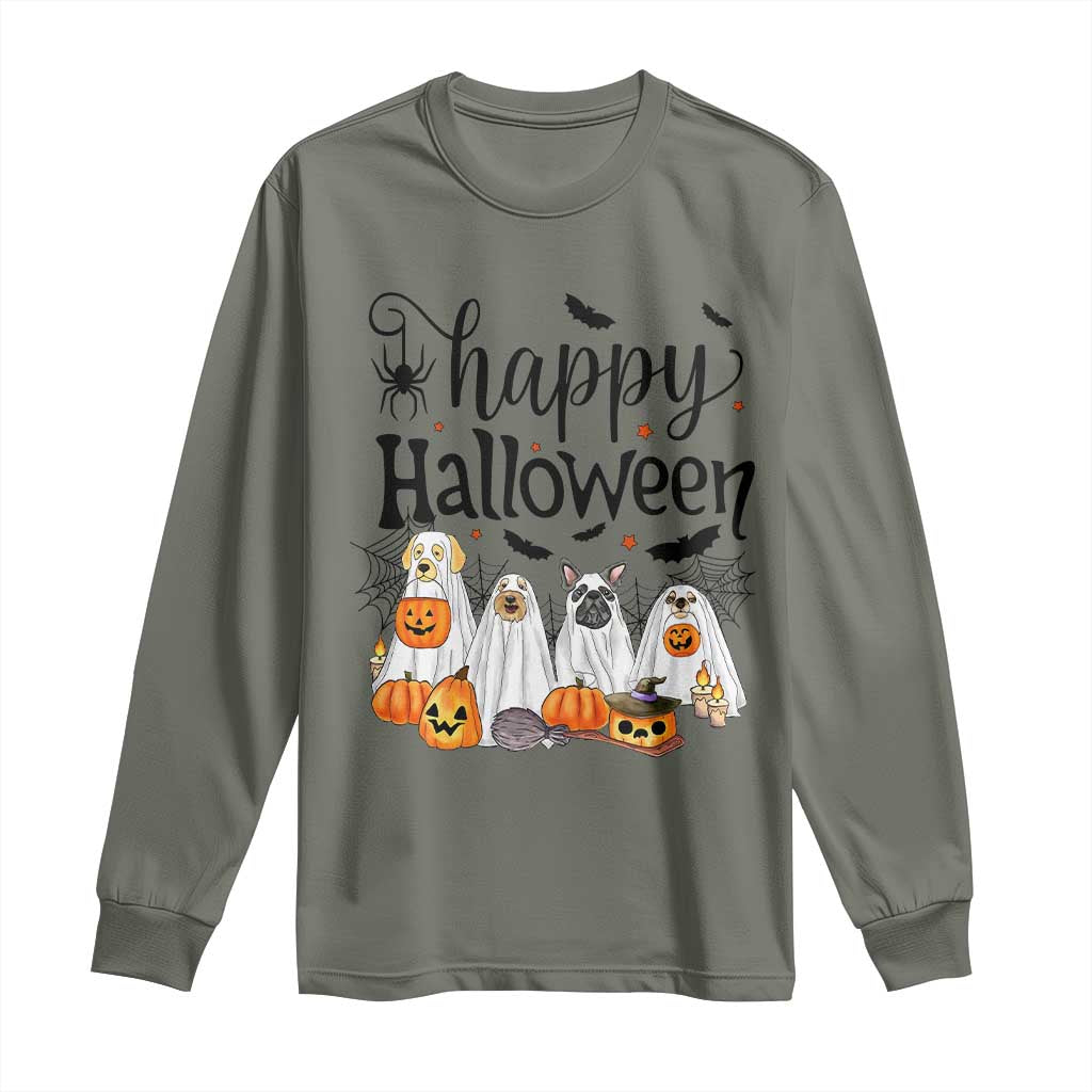 Happy Halloween Dog Ghost Spooky Season Long Sleeve Shirt - Wonder Print Shop